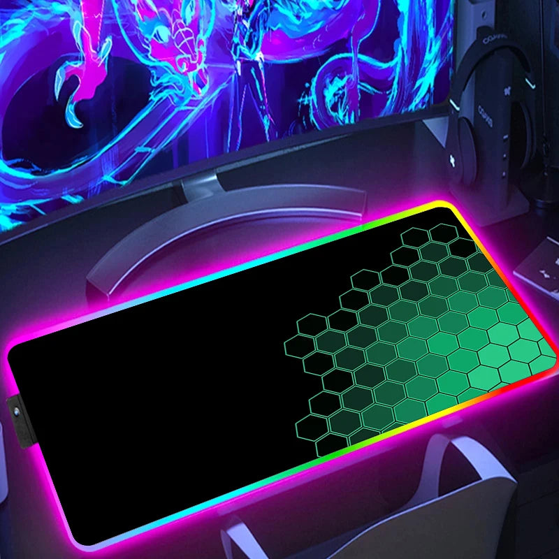 RGB Hexagon Gaming Desk Mat