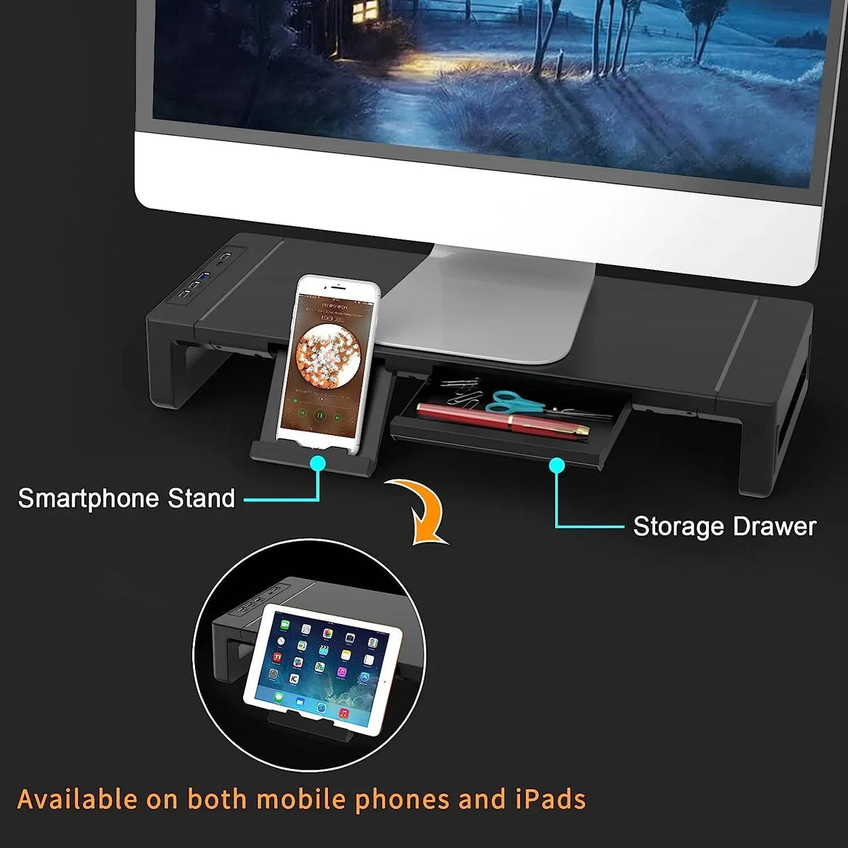 ForgeLift Adjustable Monitor Stand with Drawer