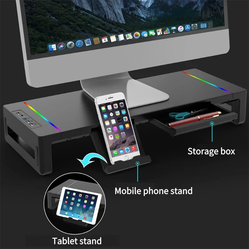 ForgeLift RGB Monitor Stand with Fast Charging