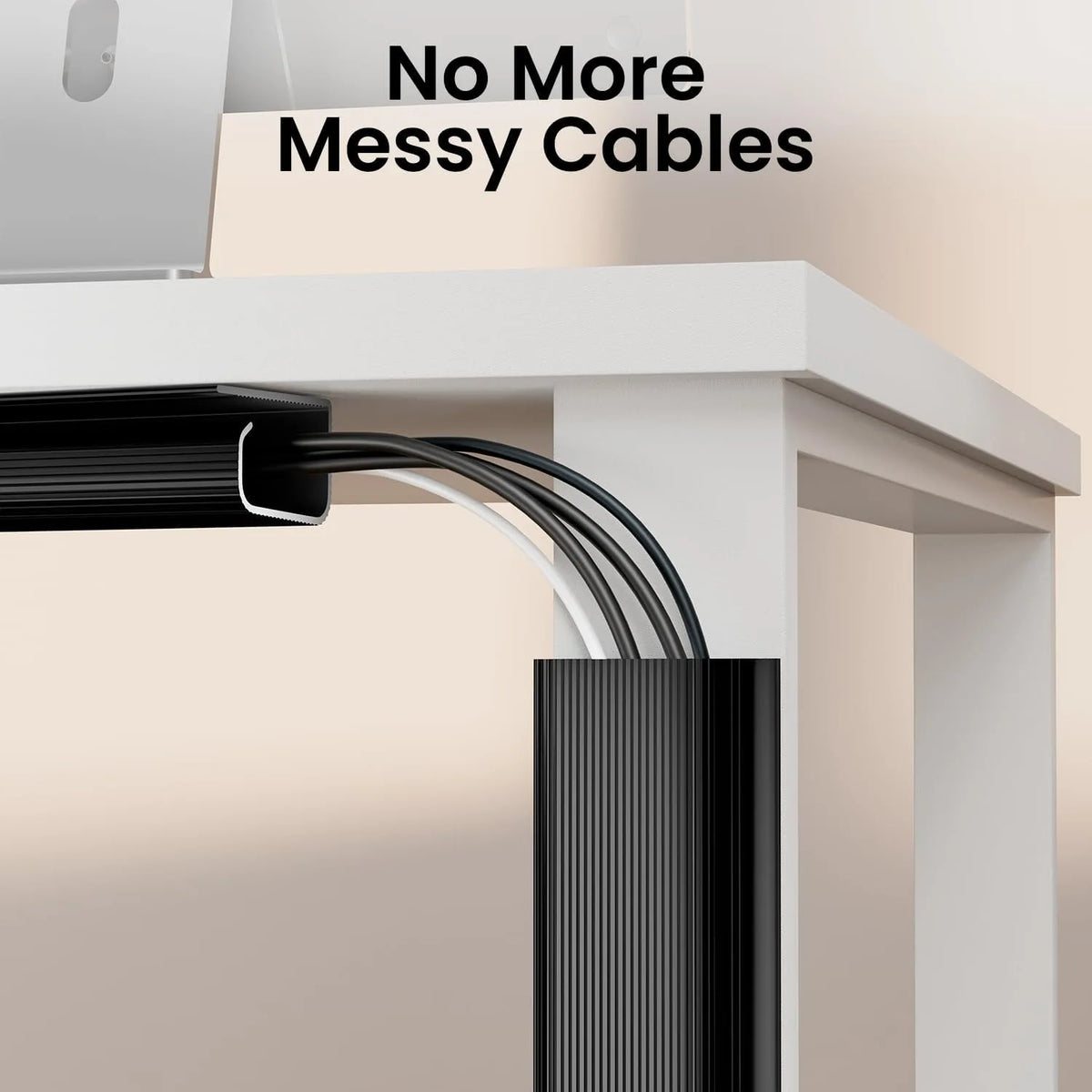 PVC Desk Cable Raceway - No-Drill Cord Hider