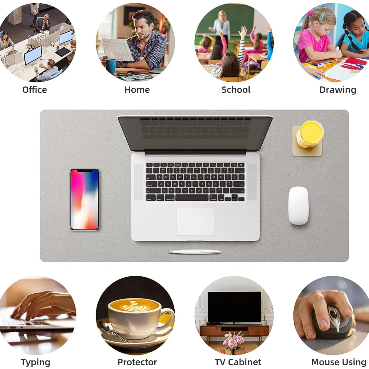 ForgeGrip PU Leather Desk Protector Mat