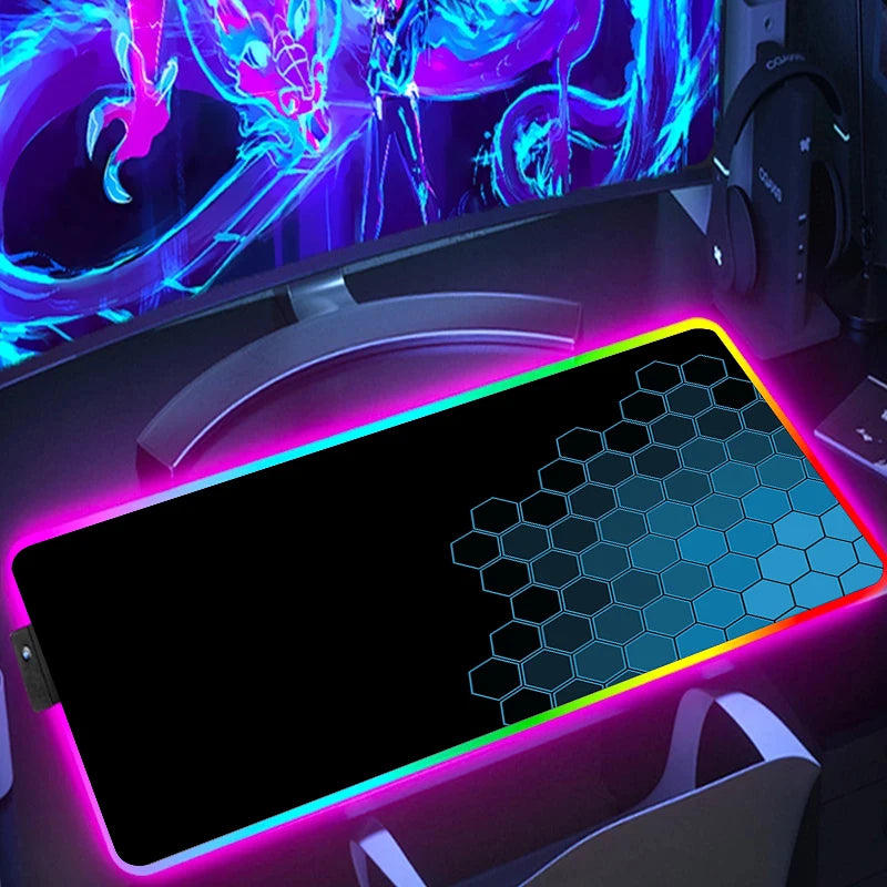 RGB Hexagon Gaming Desk Mat
