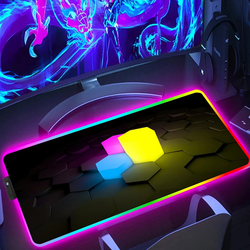 RGB Hexagon Gaming Desk Mat