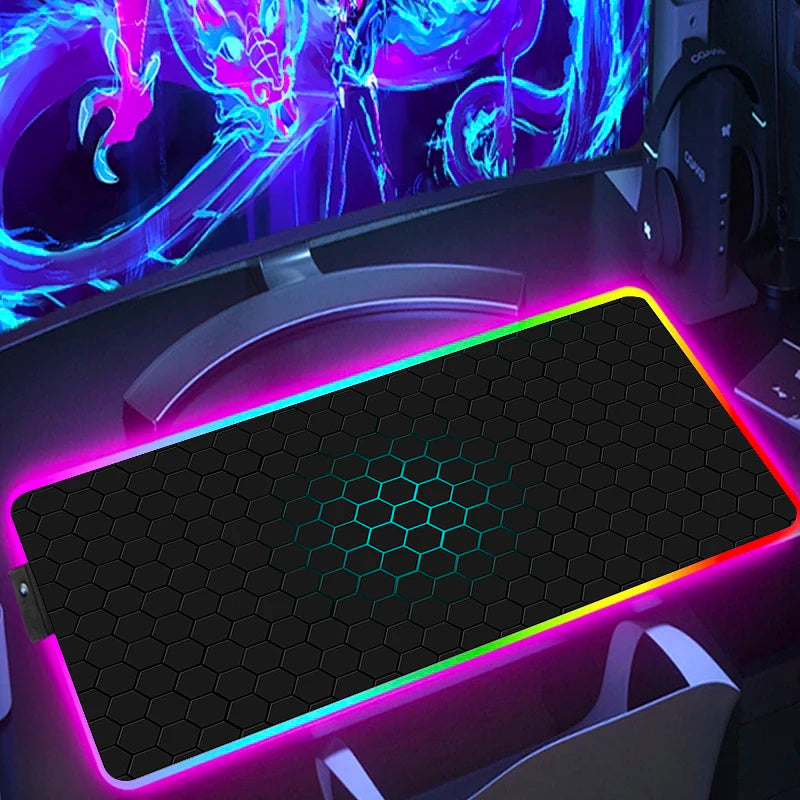 RGB Hexagon Gaming Desk Mat