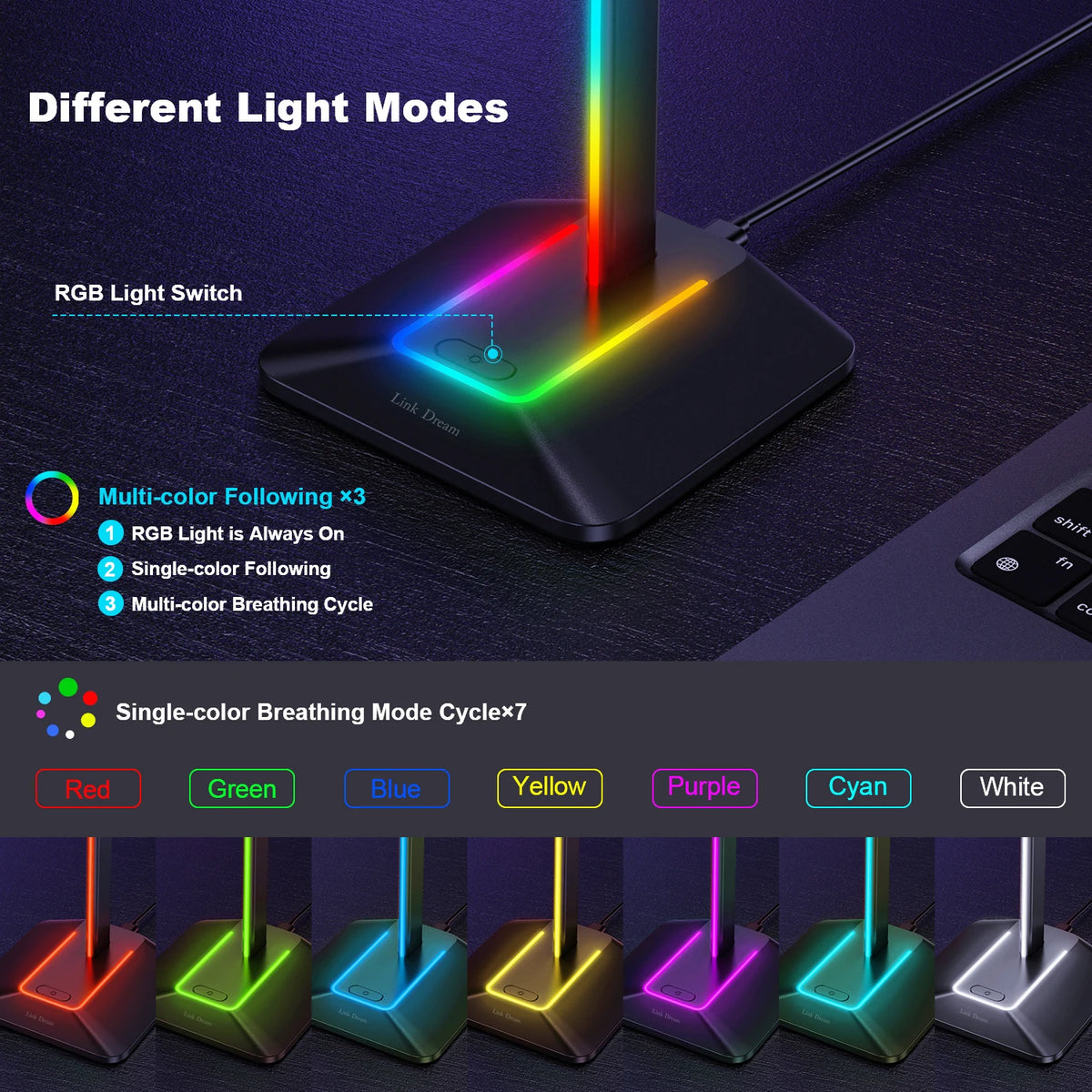 ForgeHook RGB Headset Stand with USB Ports