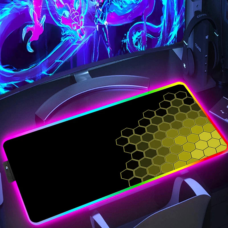RGB Hexagon Gaming Desk Mat