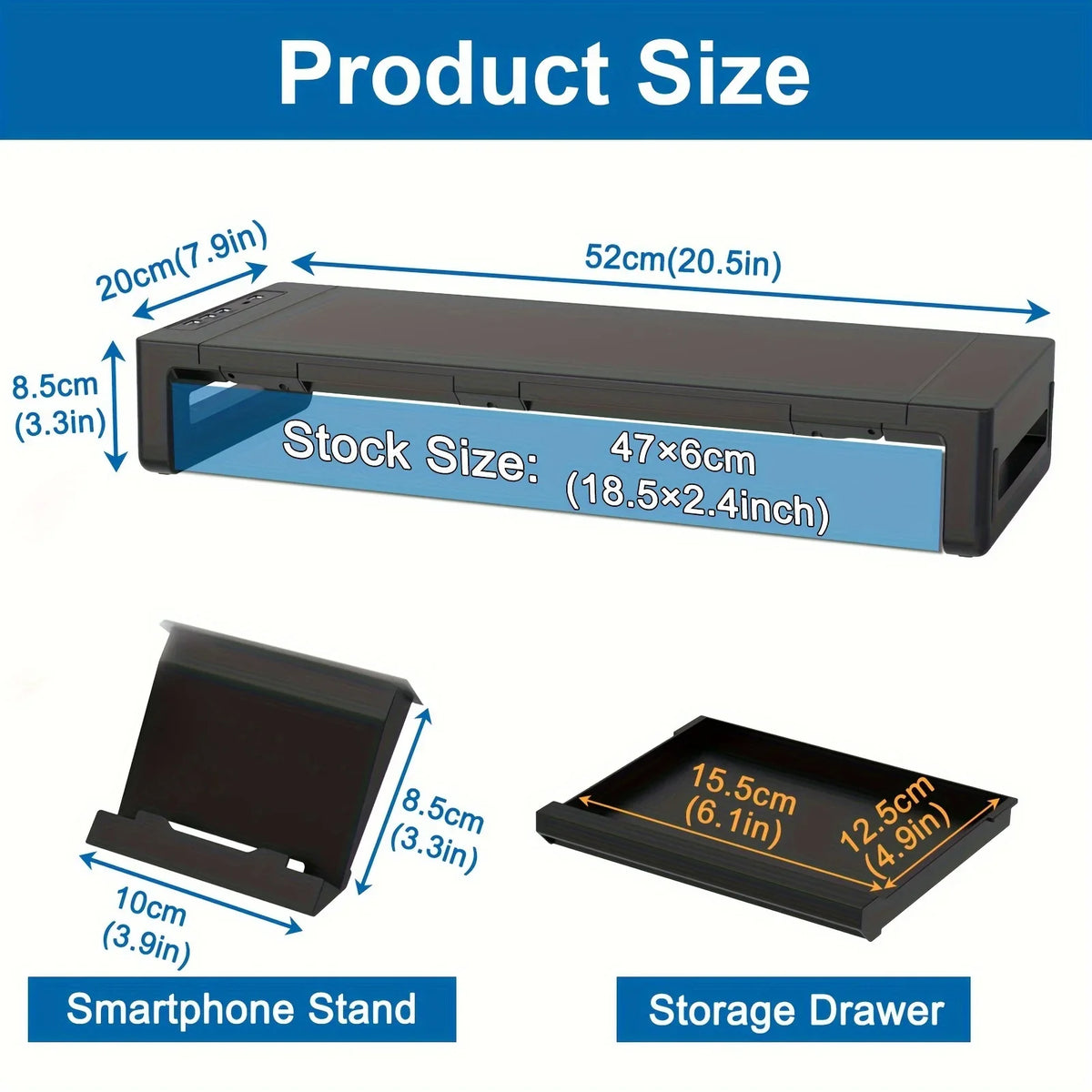 ForgeLift Adjustable Monitor Stand with Drawer