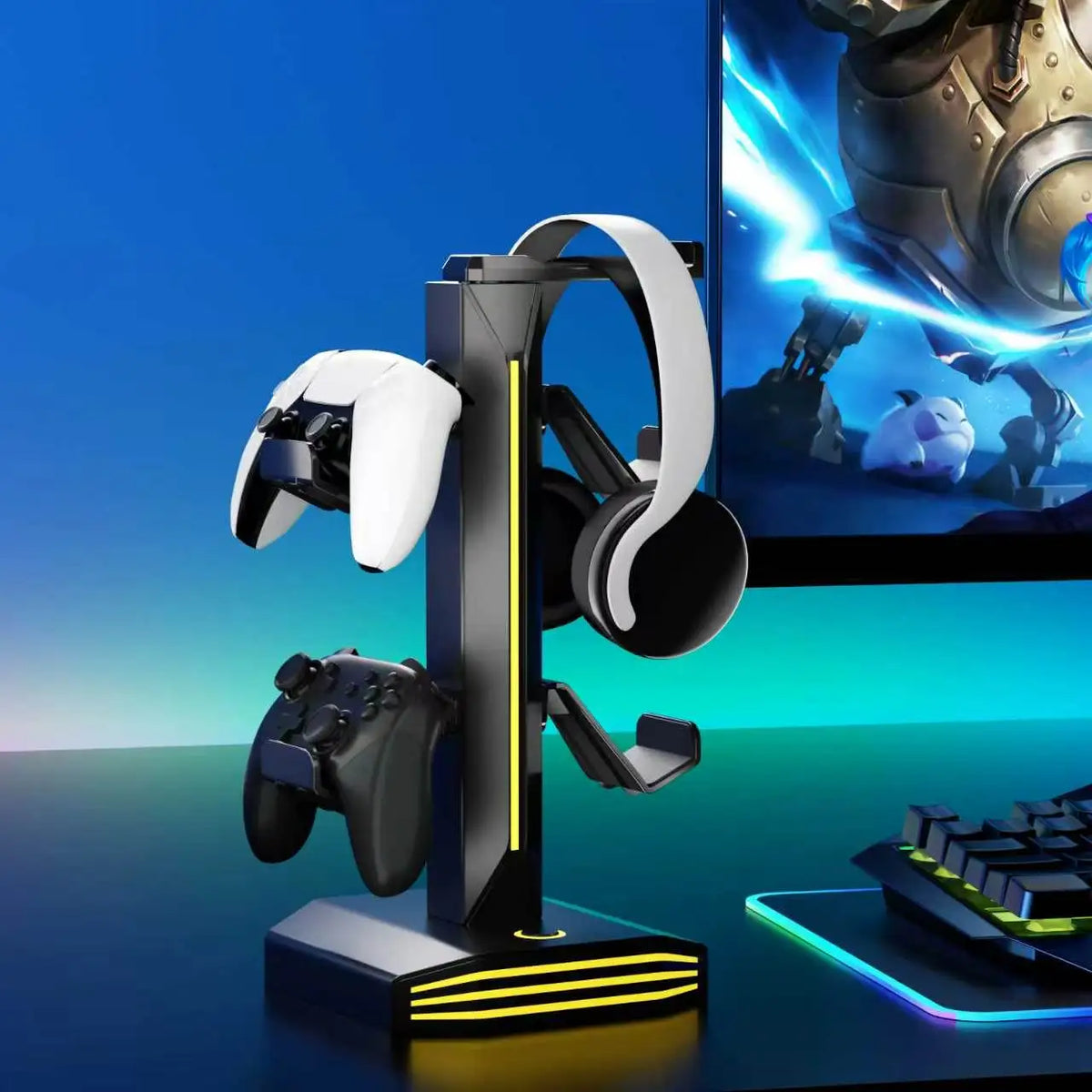 ForgeHook RGB Headset & Controller Stand — USB Hub