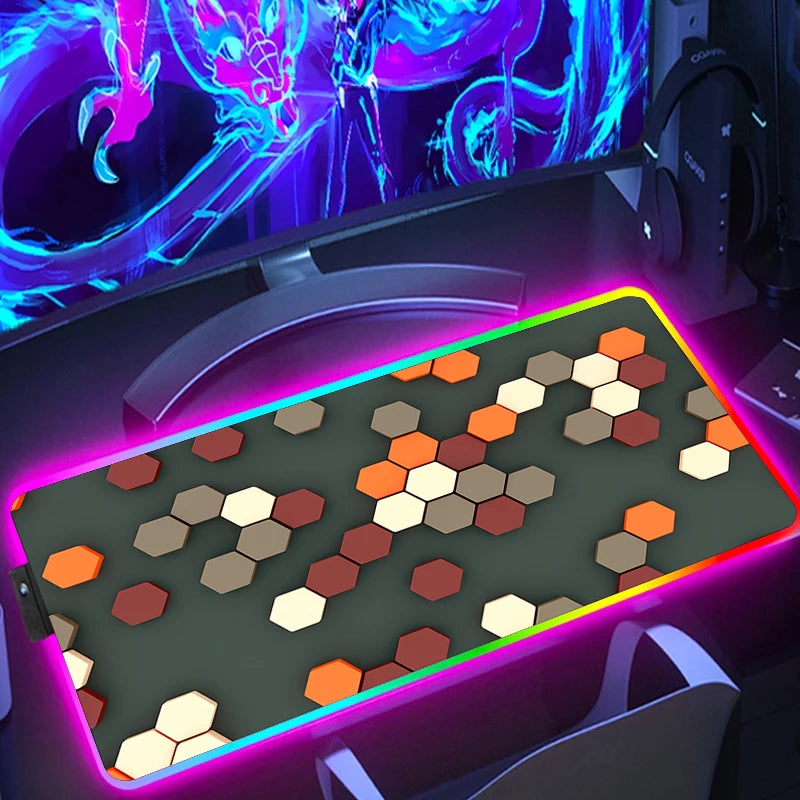 RGB Hexagon Gaming Desk Mat