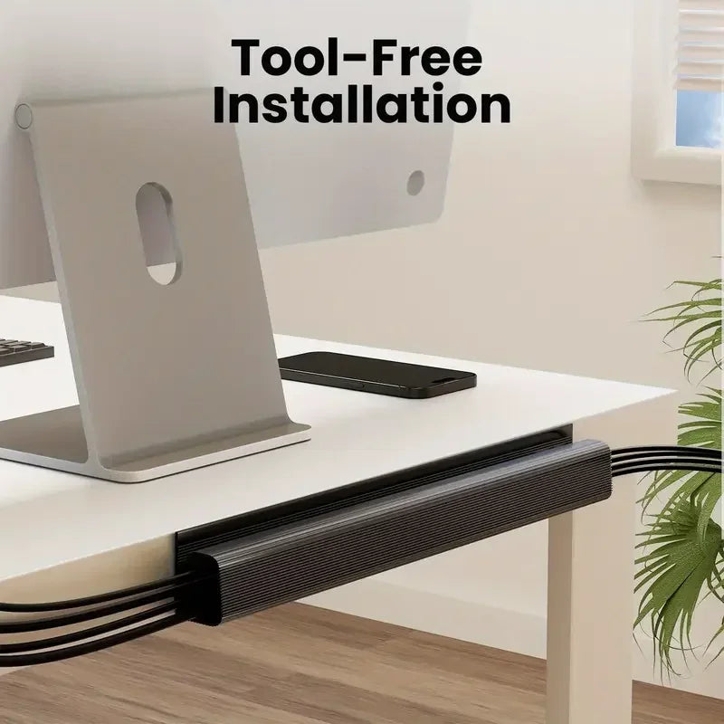 PVC Desk Cable Raceway - No-Drill Cord Hider
