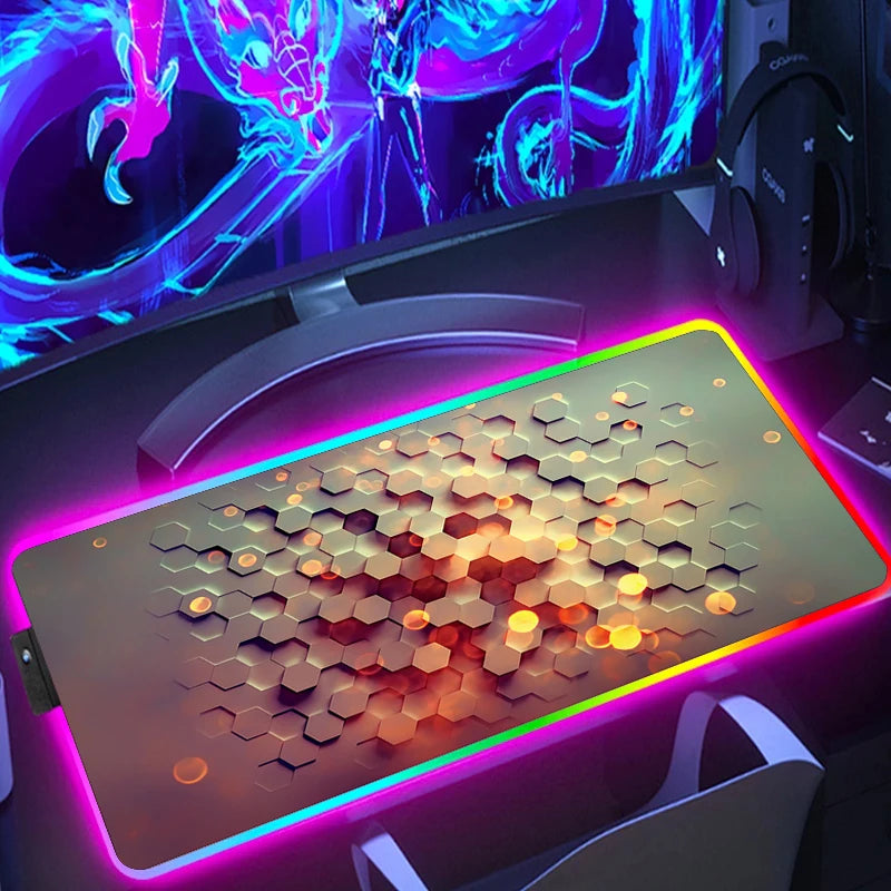 RGB Hexagon Gaming Desk Mat