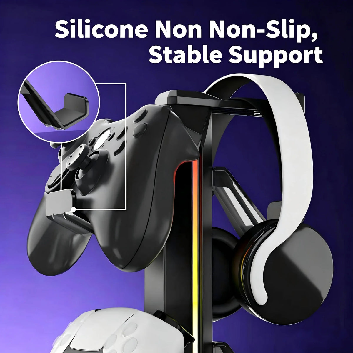 ForgeHook RGB Headset & Controller Stand — USB Hub