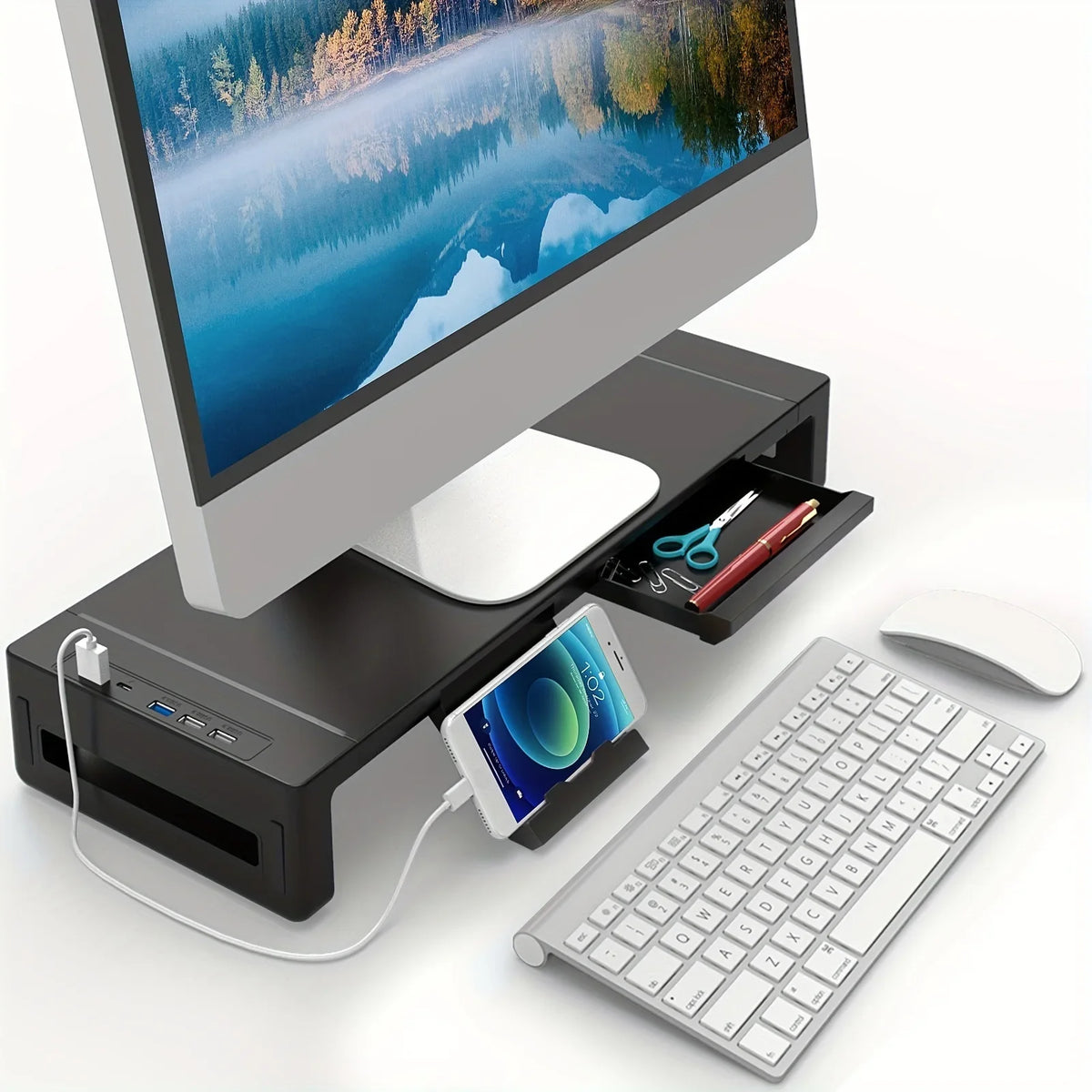ForgeLift Adjustable Monitor Stand with Drawer