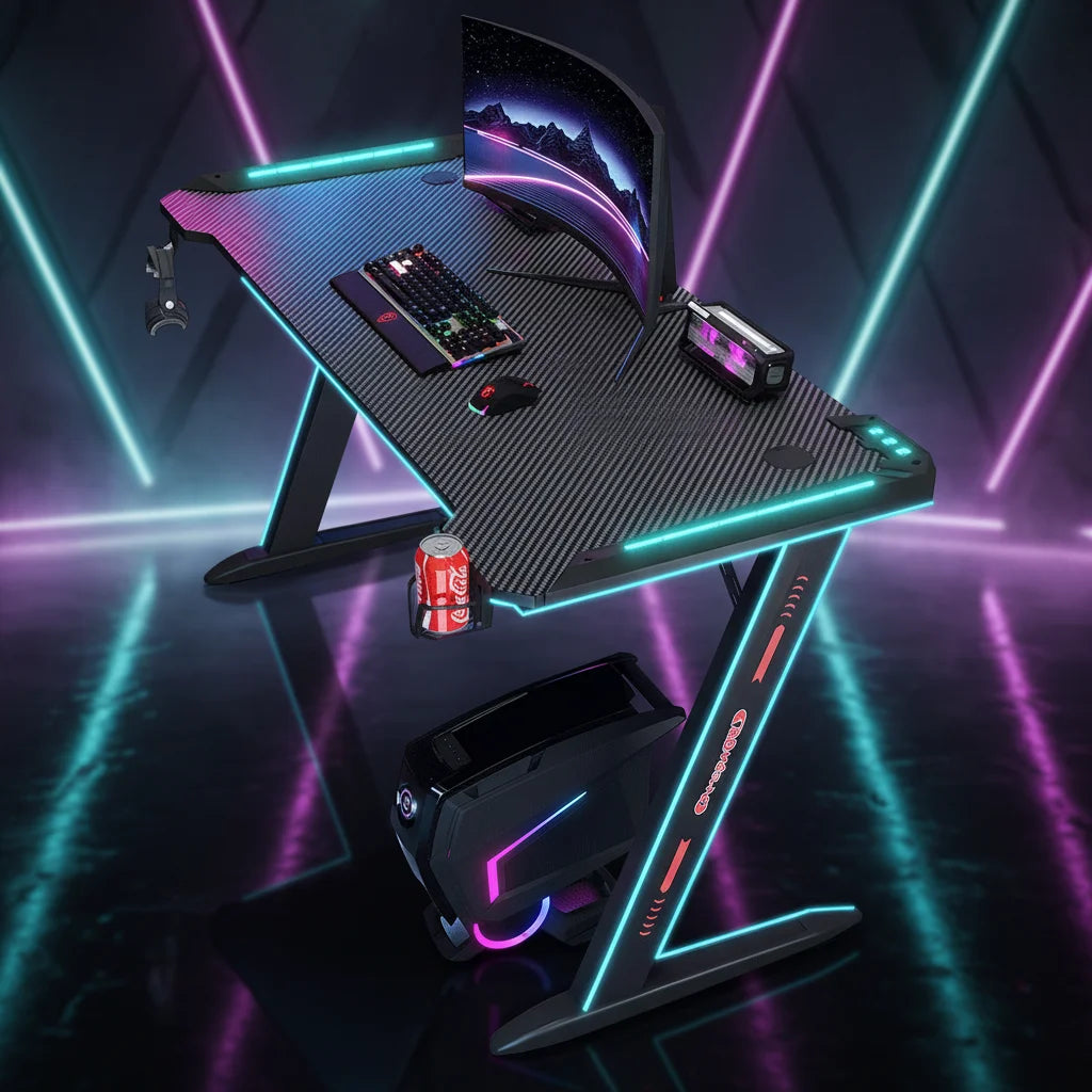 ForgeDesk Z-Shaped RGB Gaming Desk