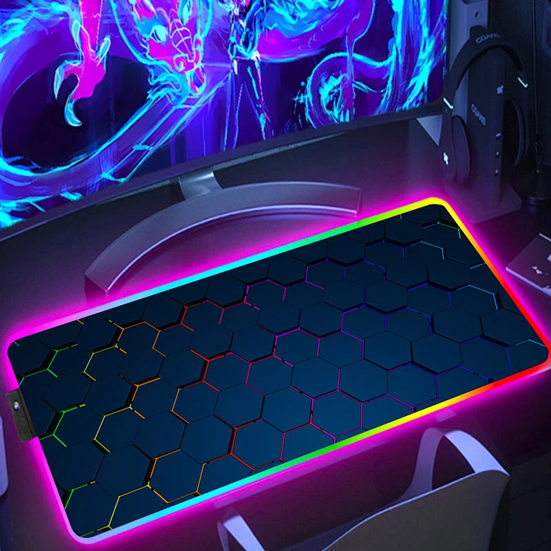 RGB Hexagon Gaming Desk Mat