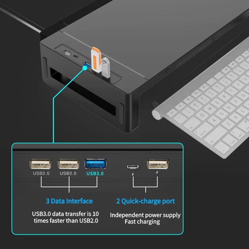 ForgeLift RGB Monitor Stand with Fast Charging