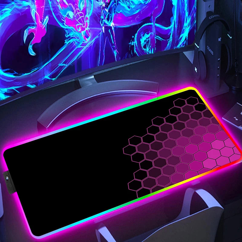 RGB Hexagon Gaming Desk Mat