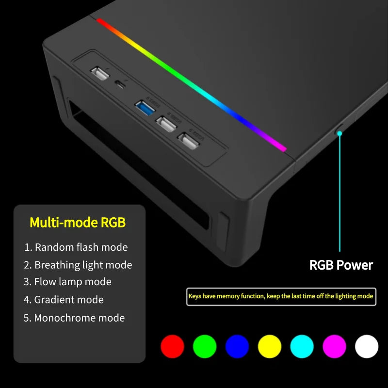 ForgeLift RGB Monitor Stand with Fast Charging