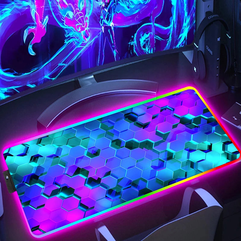 RGB Hexagon Gaming Desk Mat