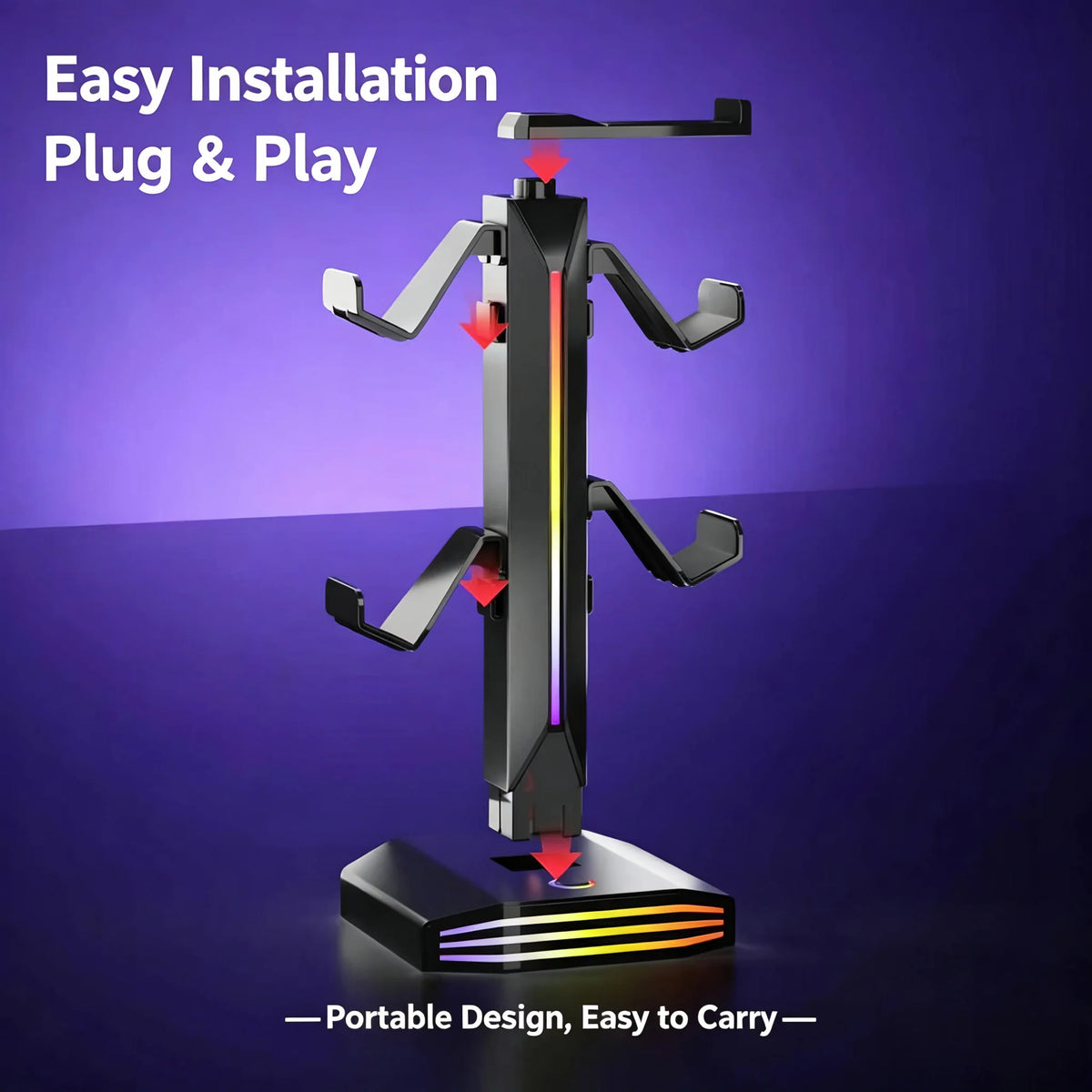ForgeHook RGB Headset & Controller Stand — USB Hub